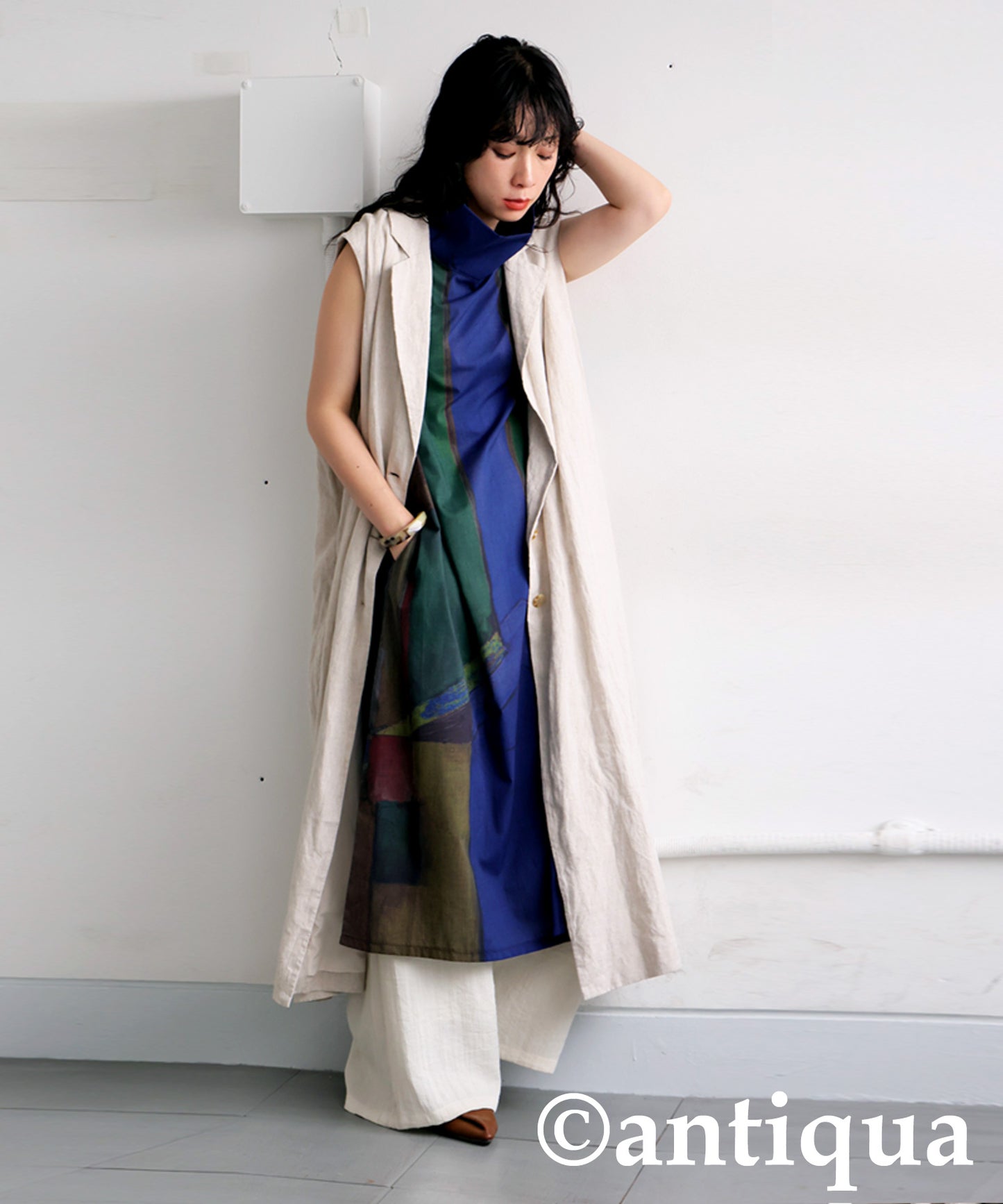 Ladies Art Print High Neck Dress