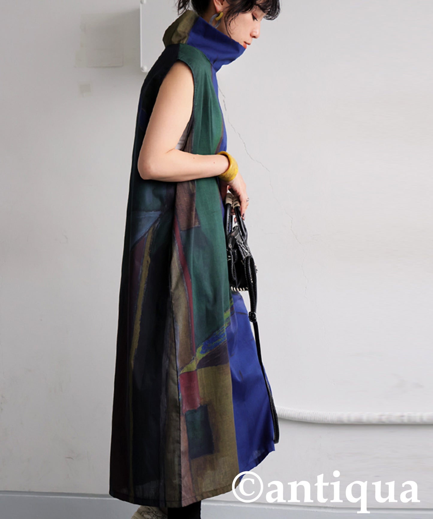 Ladies Art Print High Neck Dress