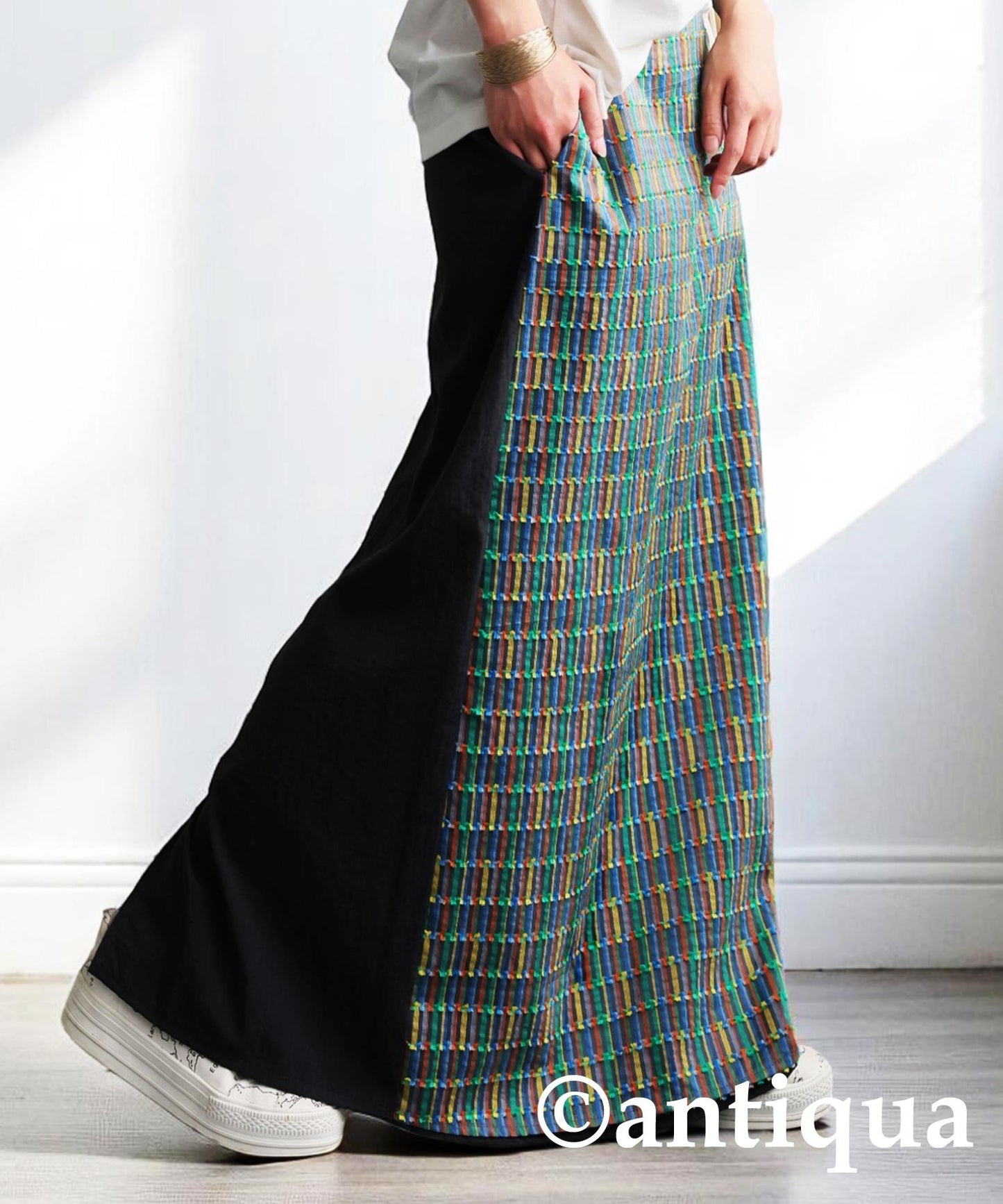 Ladies Striped Switching Skirt