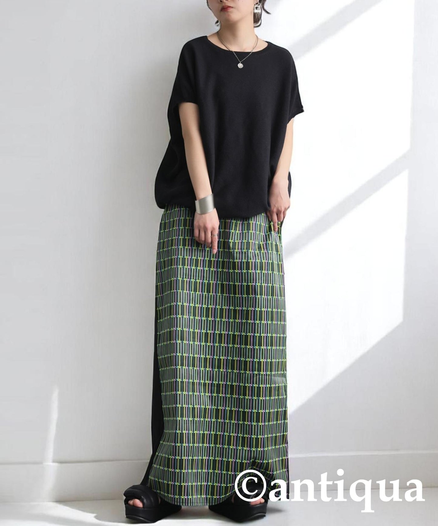 Ladies Striped Switching Skirt