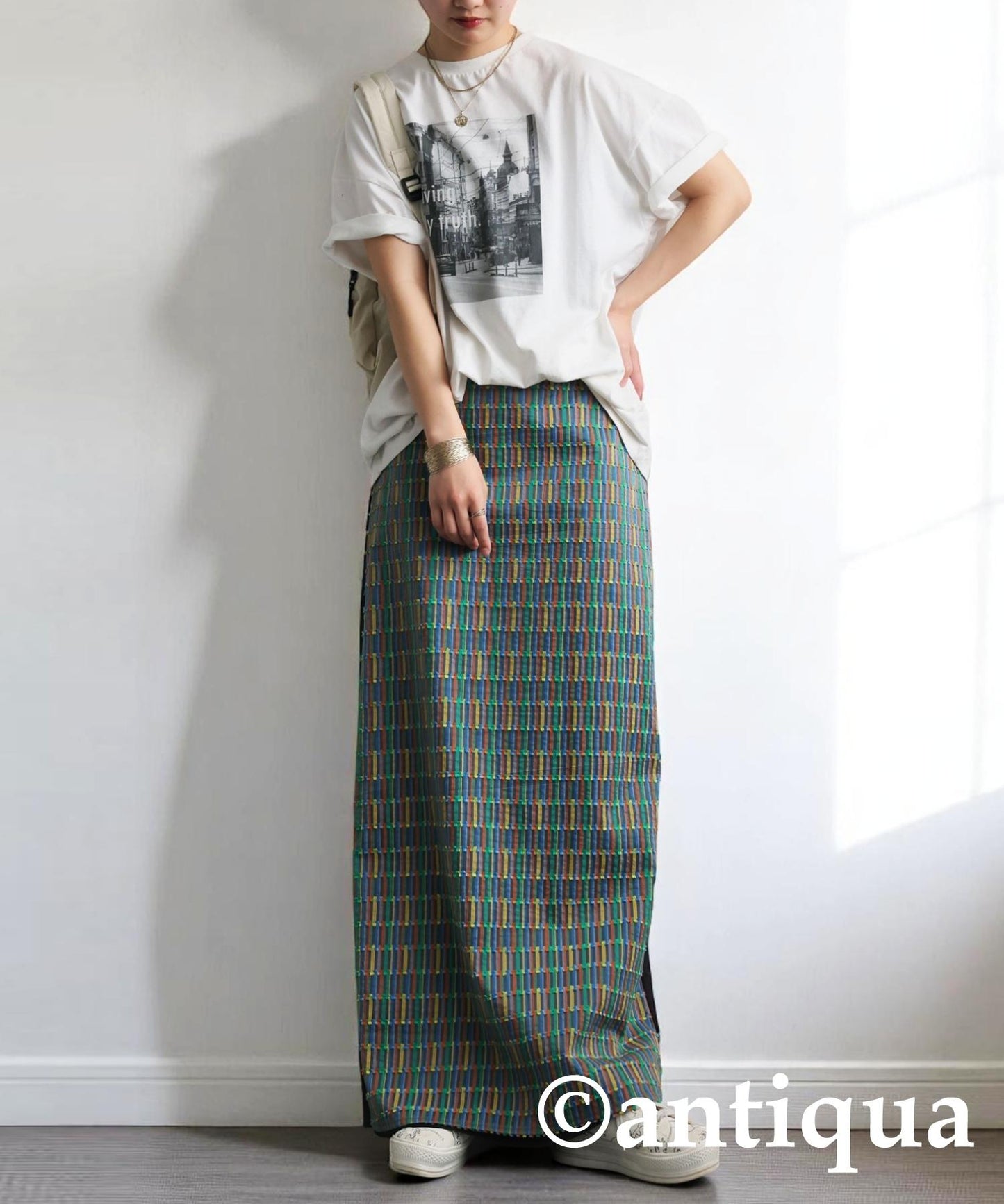 Ladies Striped Switching Skirt