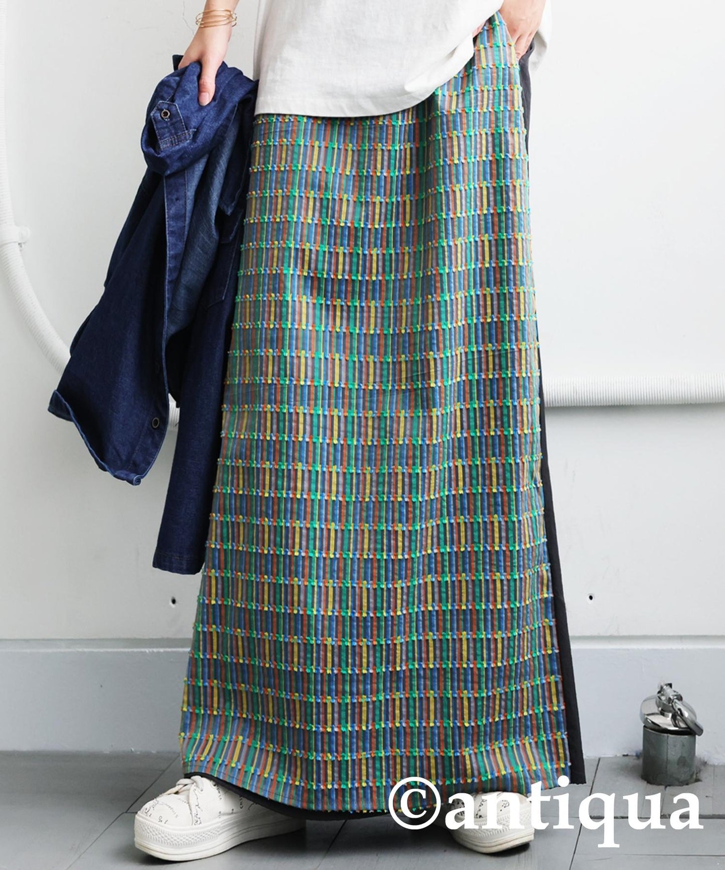 Ladies Striped Switching Skirt