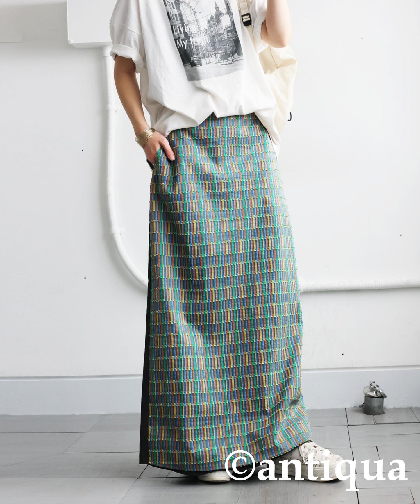 Ladies Striped Switching Skirt