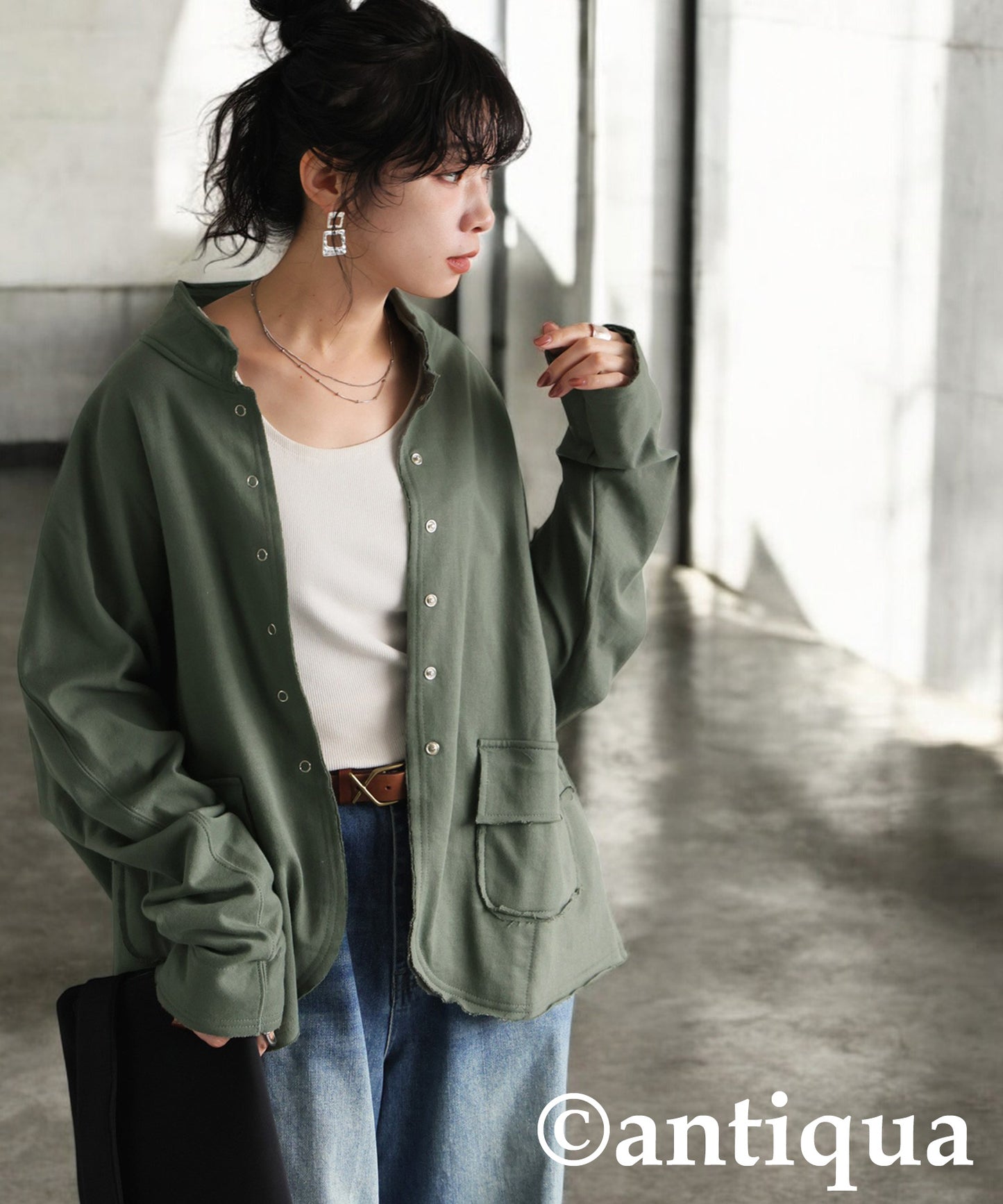 Fleece Stand-Neck Cardigan Ladies