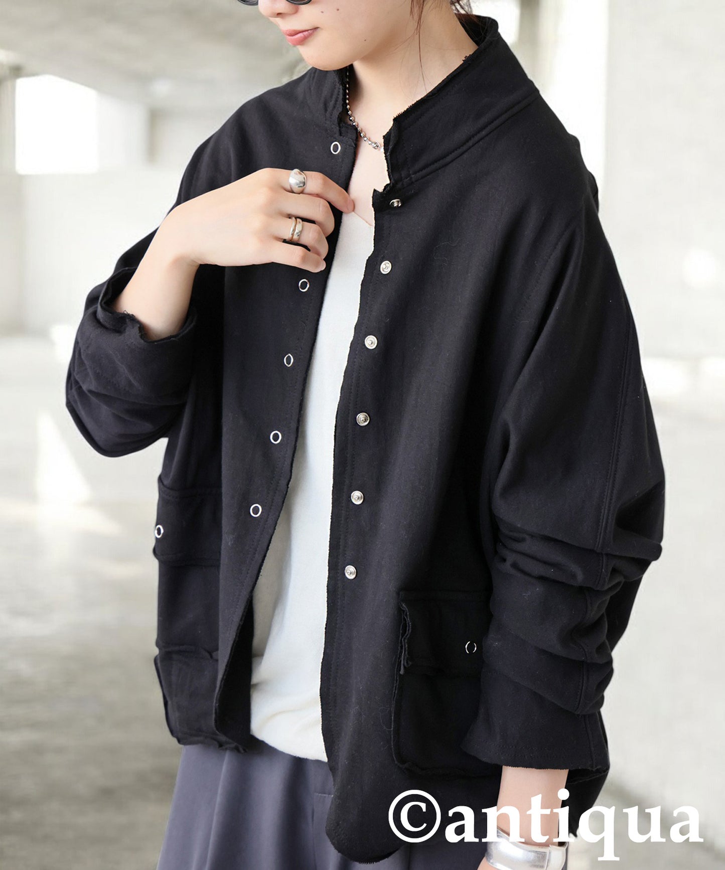 Fleece Stand-Neck Cardigan Ladies