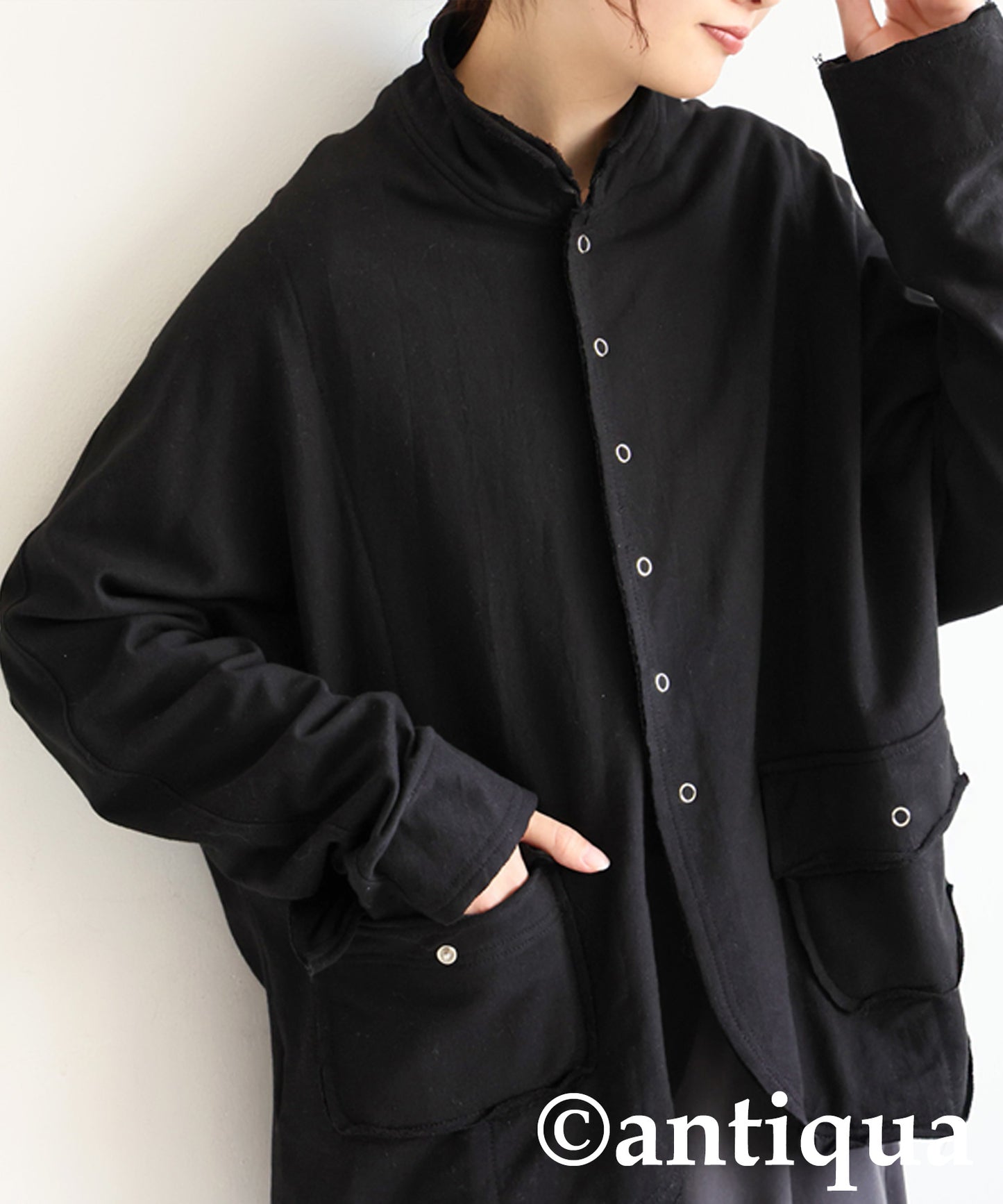 Fleece Stand-Neck Cardigan Ladies