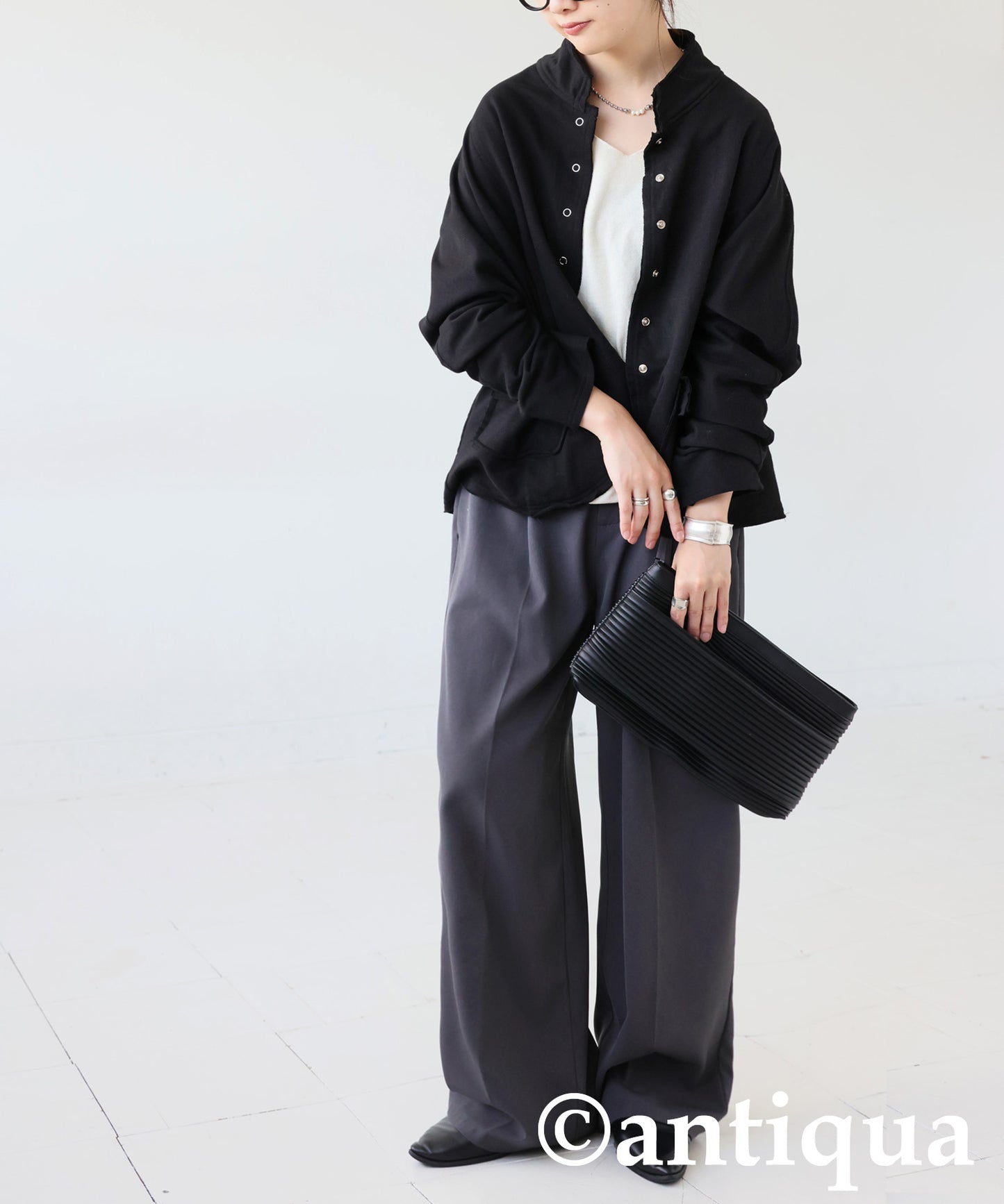 Fleece Stand-Neck Cardigan Ladies