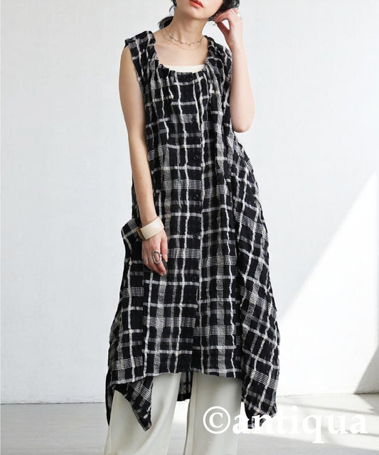 Ladies Asymmetrical Checked Dress