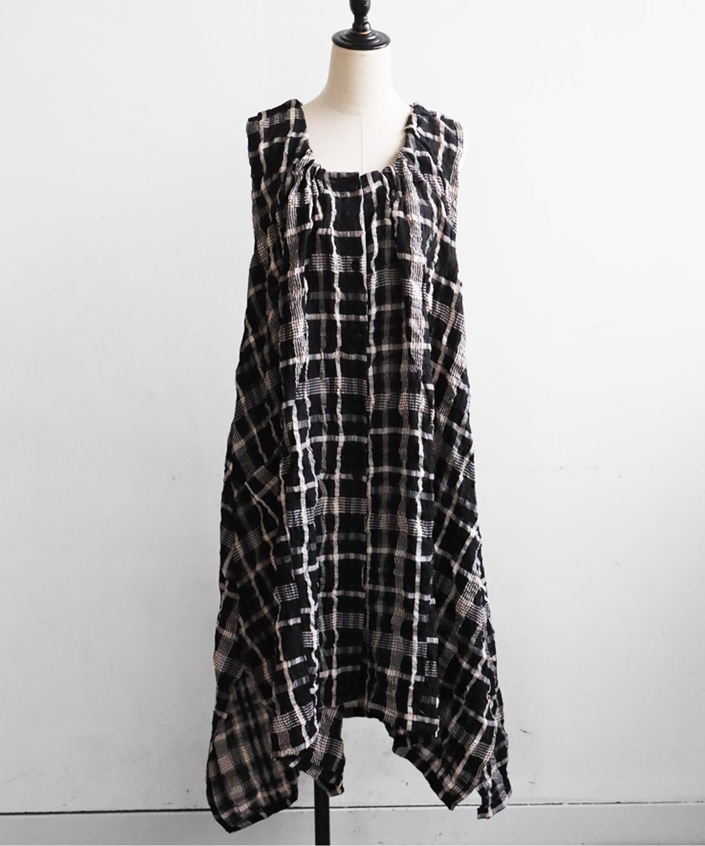 Ladies Asymmetrical Checked Dress
