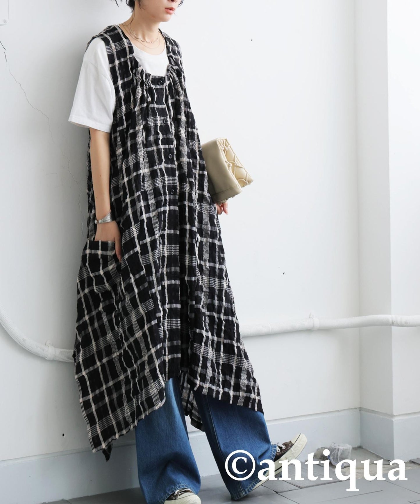 Ladies Asymmetrical Checked Dress