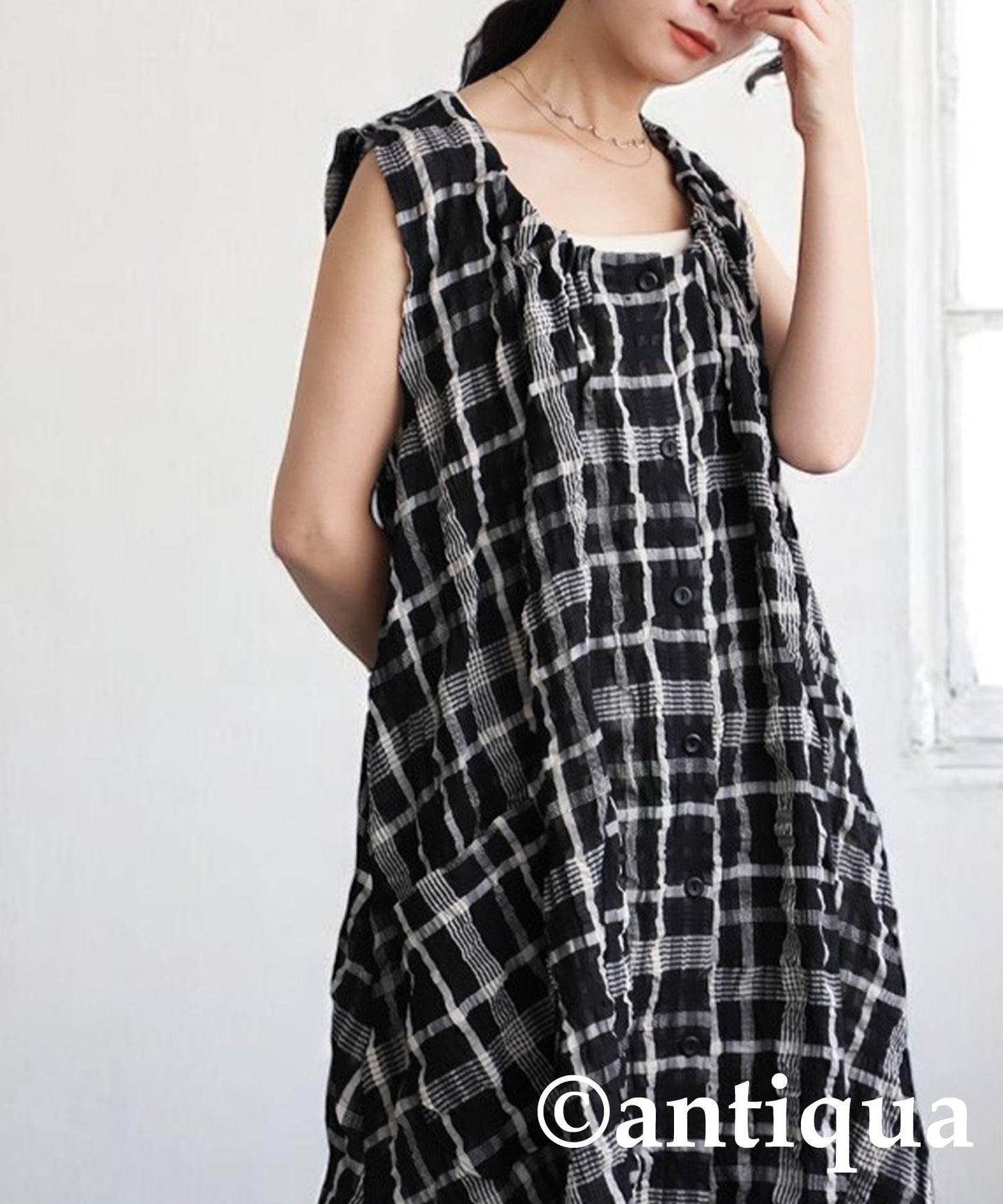 Ladies Asymmetrical Checked Dress