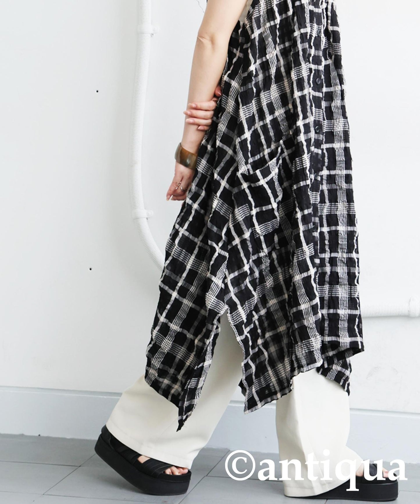 Ladies Asymmetrical Checked Dress