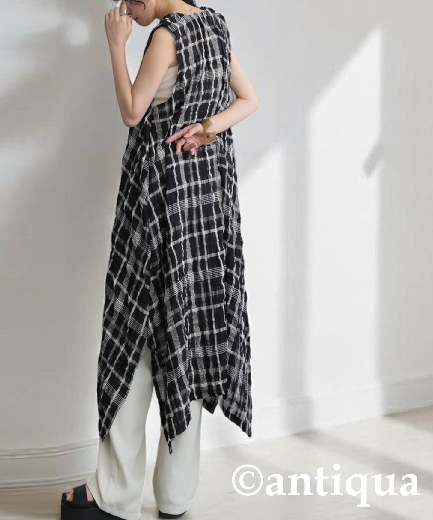 Ladies Asymmetrical Checked Dress