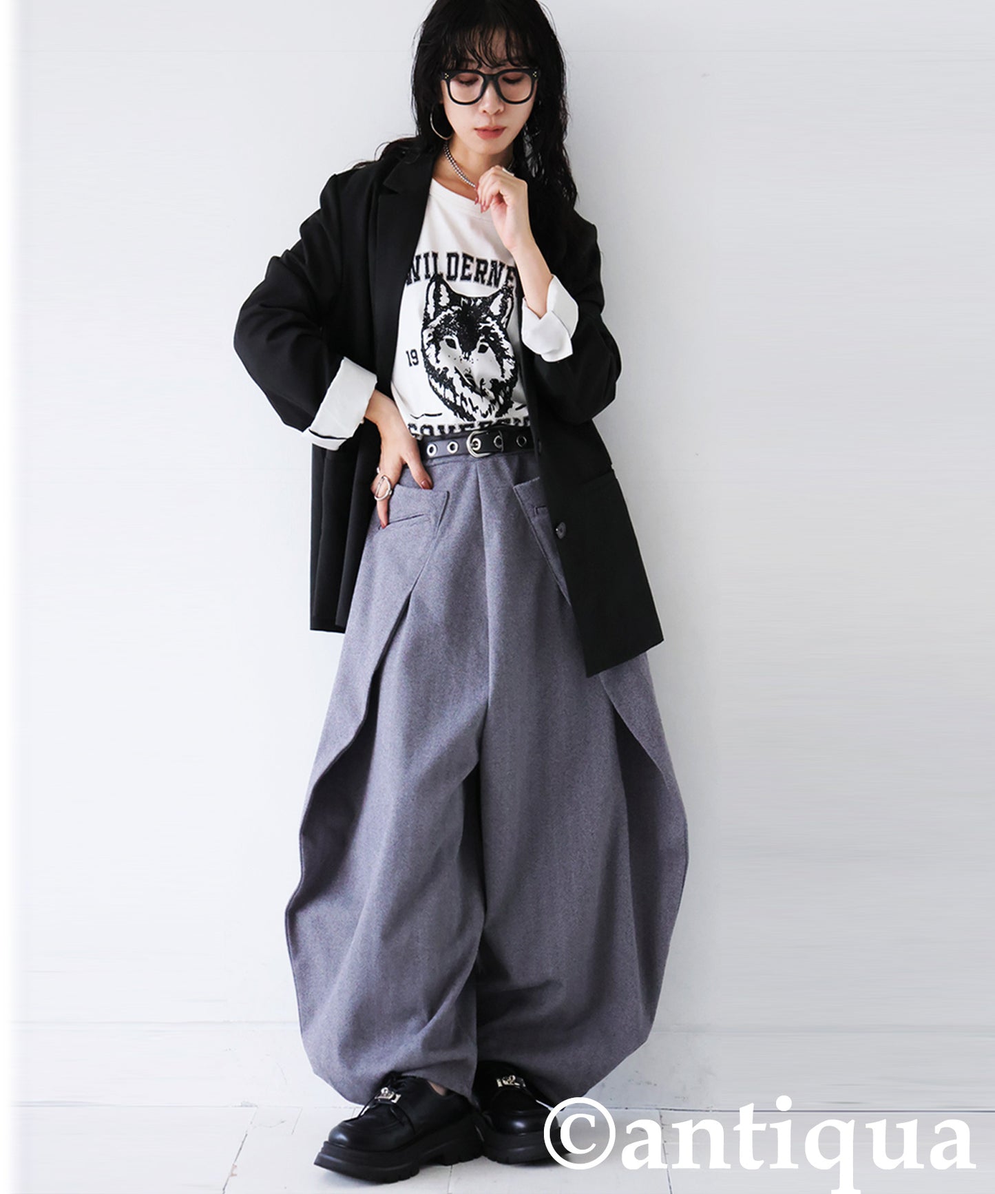 Herringbone Wide Pants Ladies
