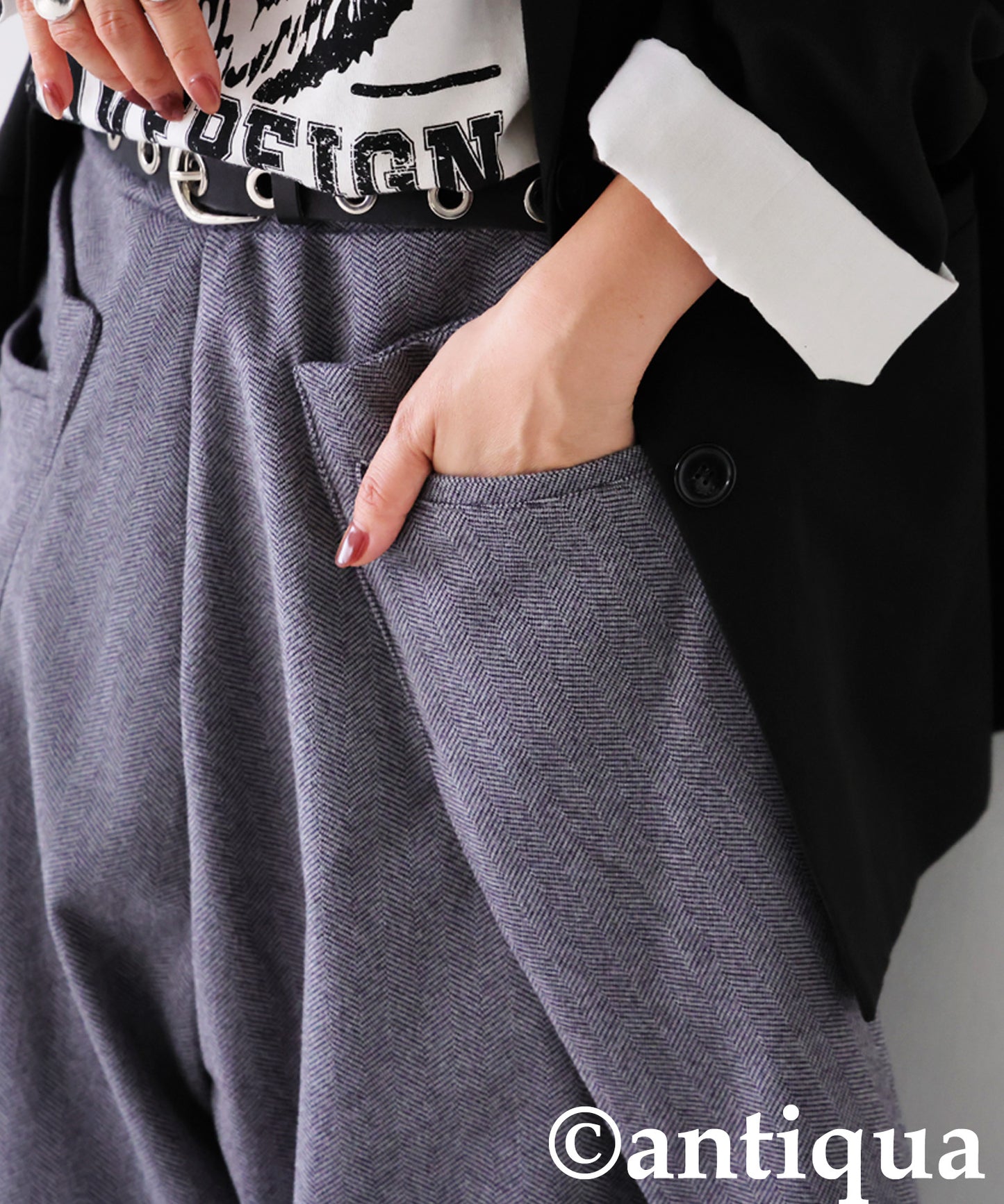 Herringbone Wide Pants Ladies