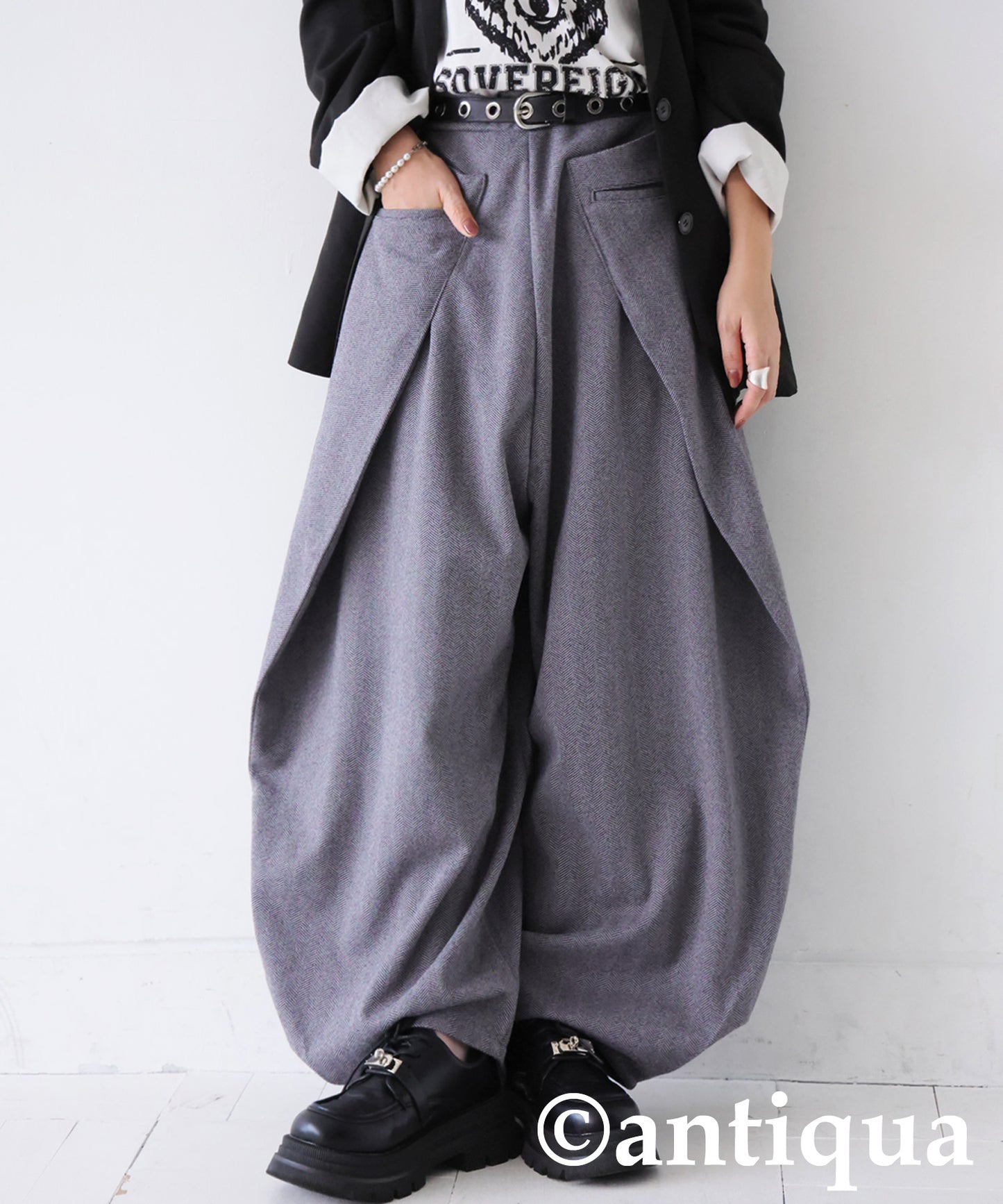 Herringbone Wide Pants Ladies