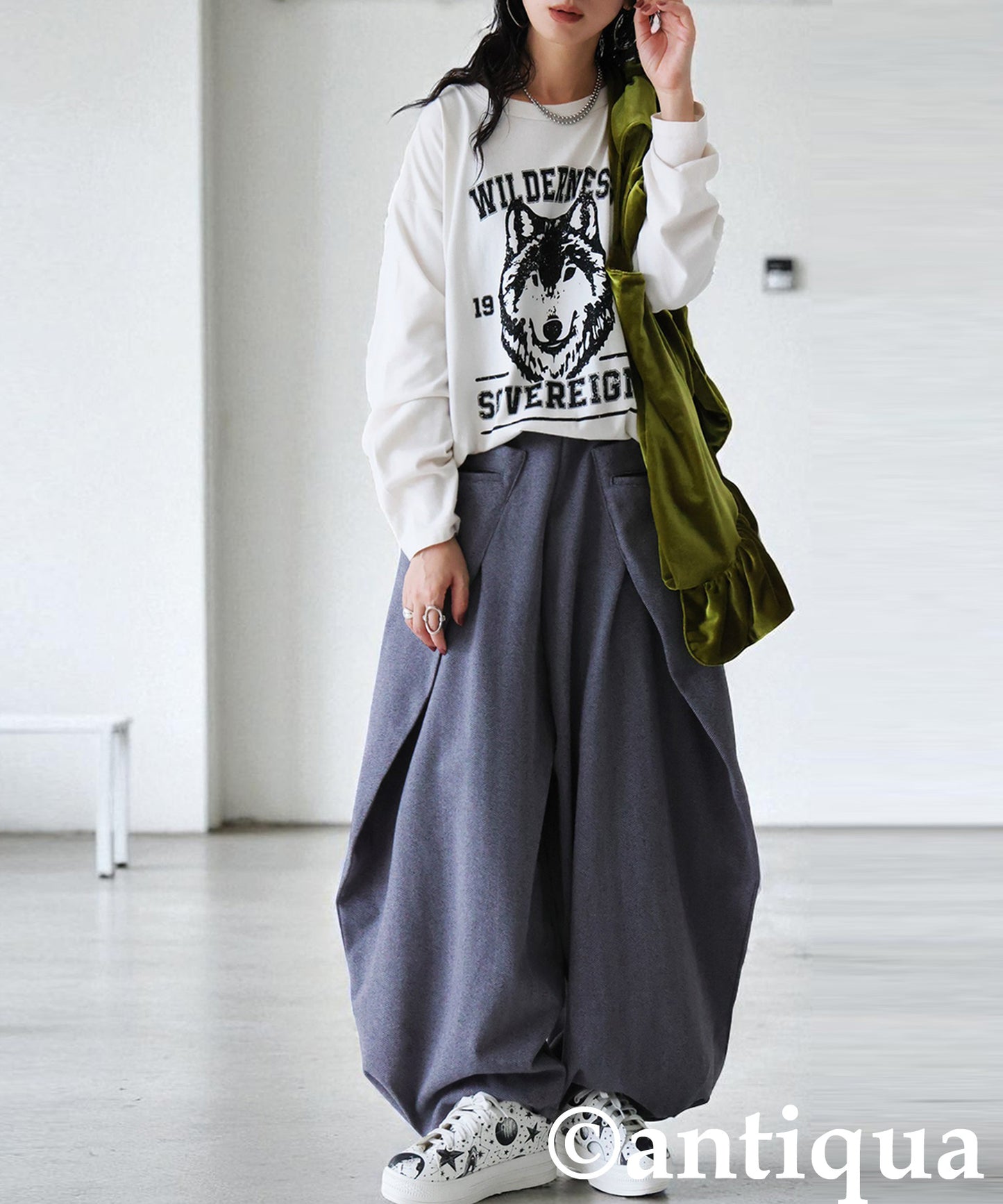Herringbone Wide Pants Ladies
