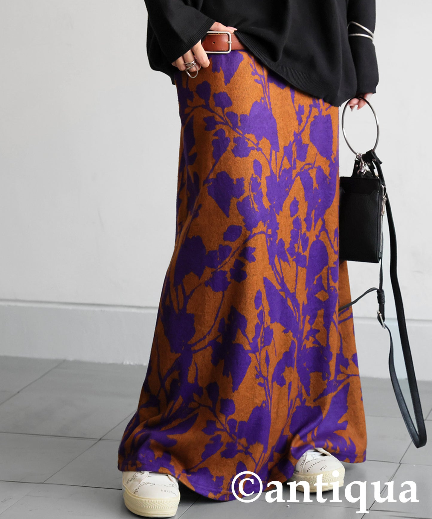 Brushed Floral Flared Skirt Ladies