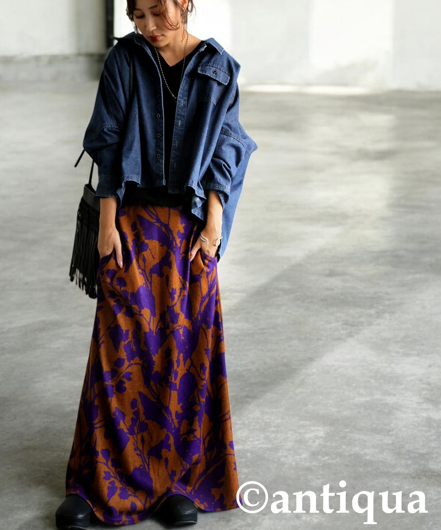 Brushed Floral Flared Skirt Ladies