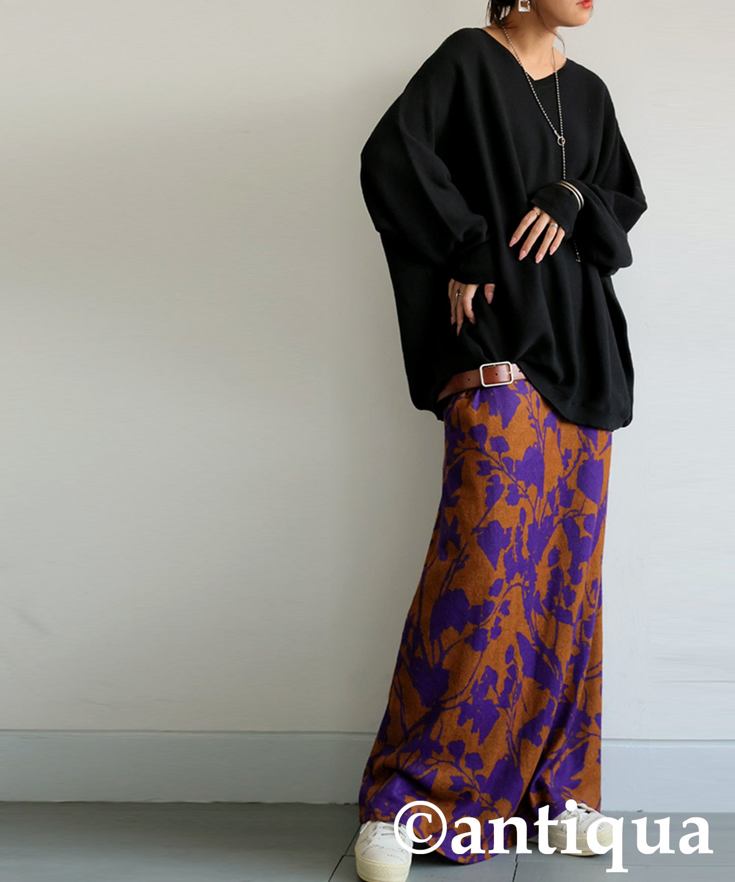 Brushed Floral Flared Skirt Ladies