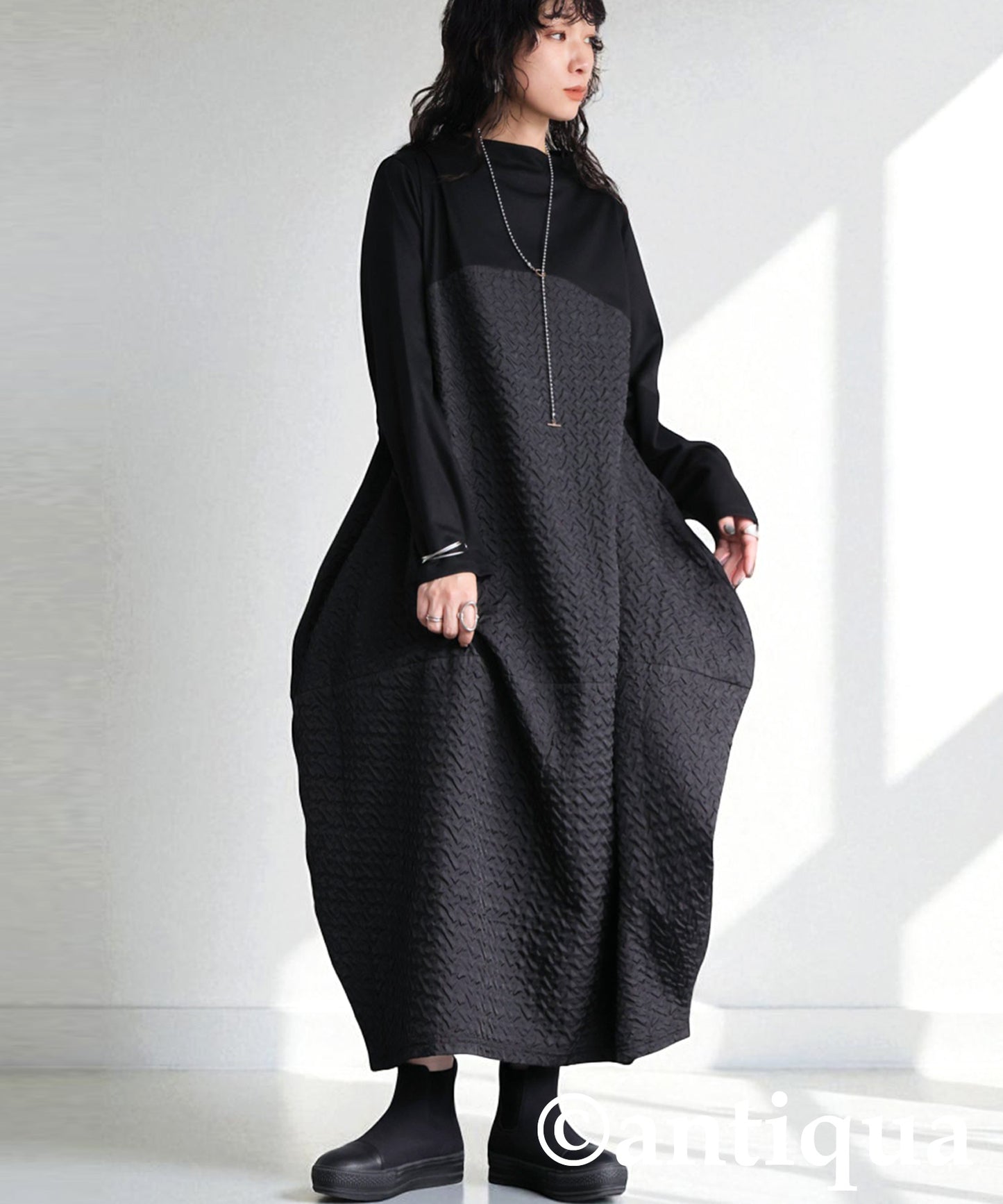 Ladies Mixed Material Cocoon Dress