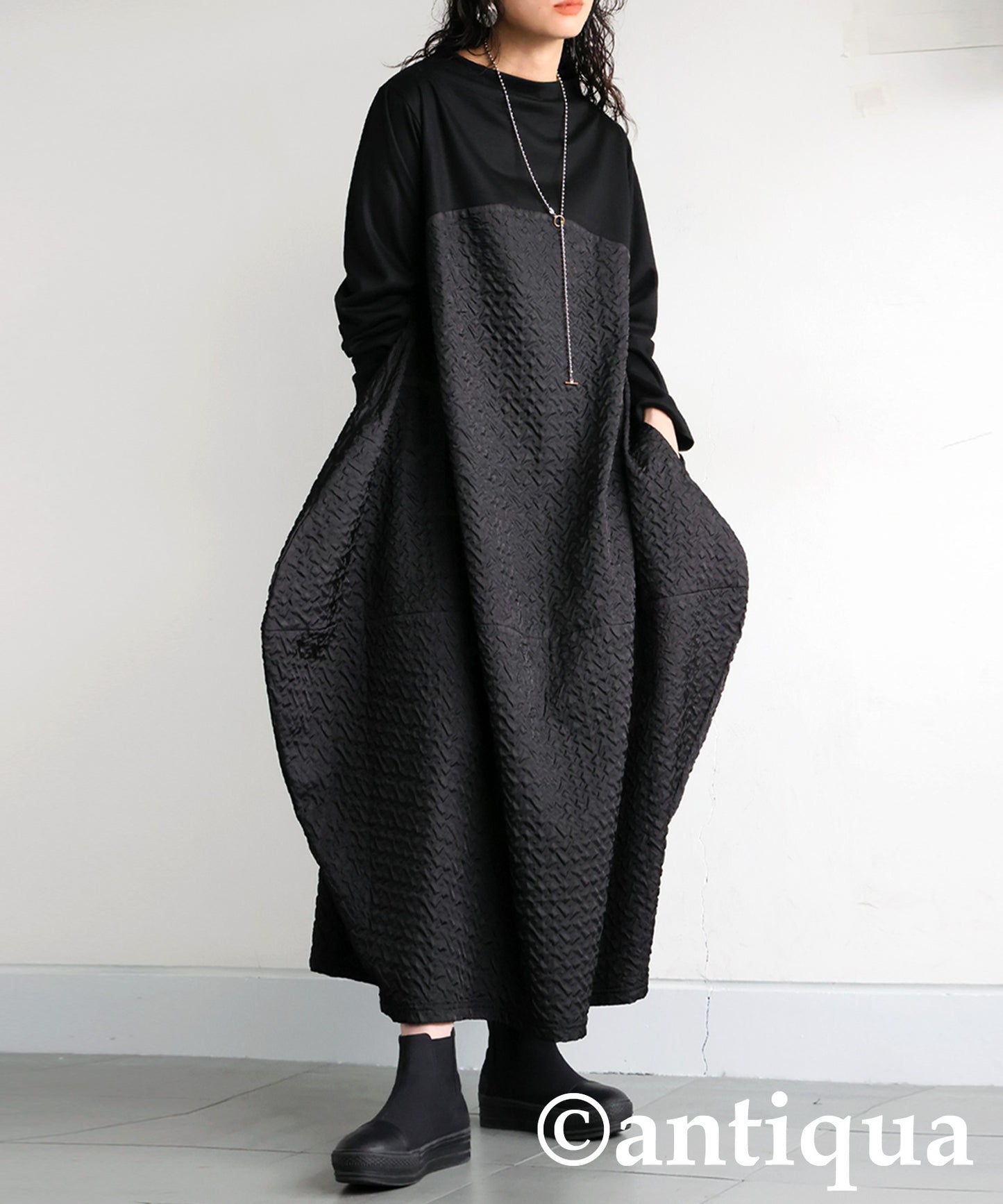 Ladies Mixed Material Cocoon Dress