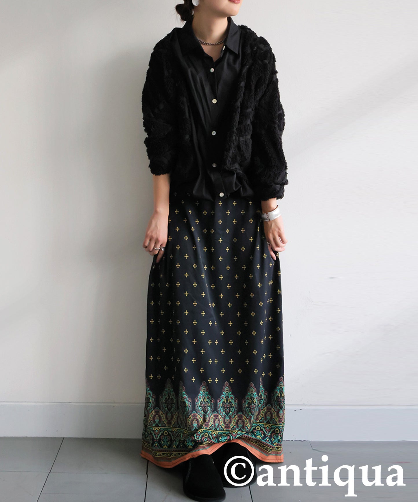 Ethnic Print Long Skirt Ladies