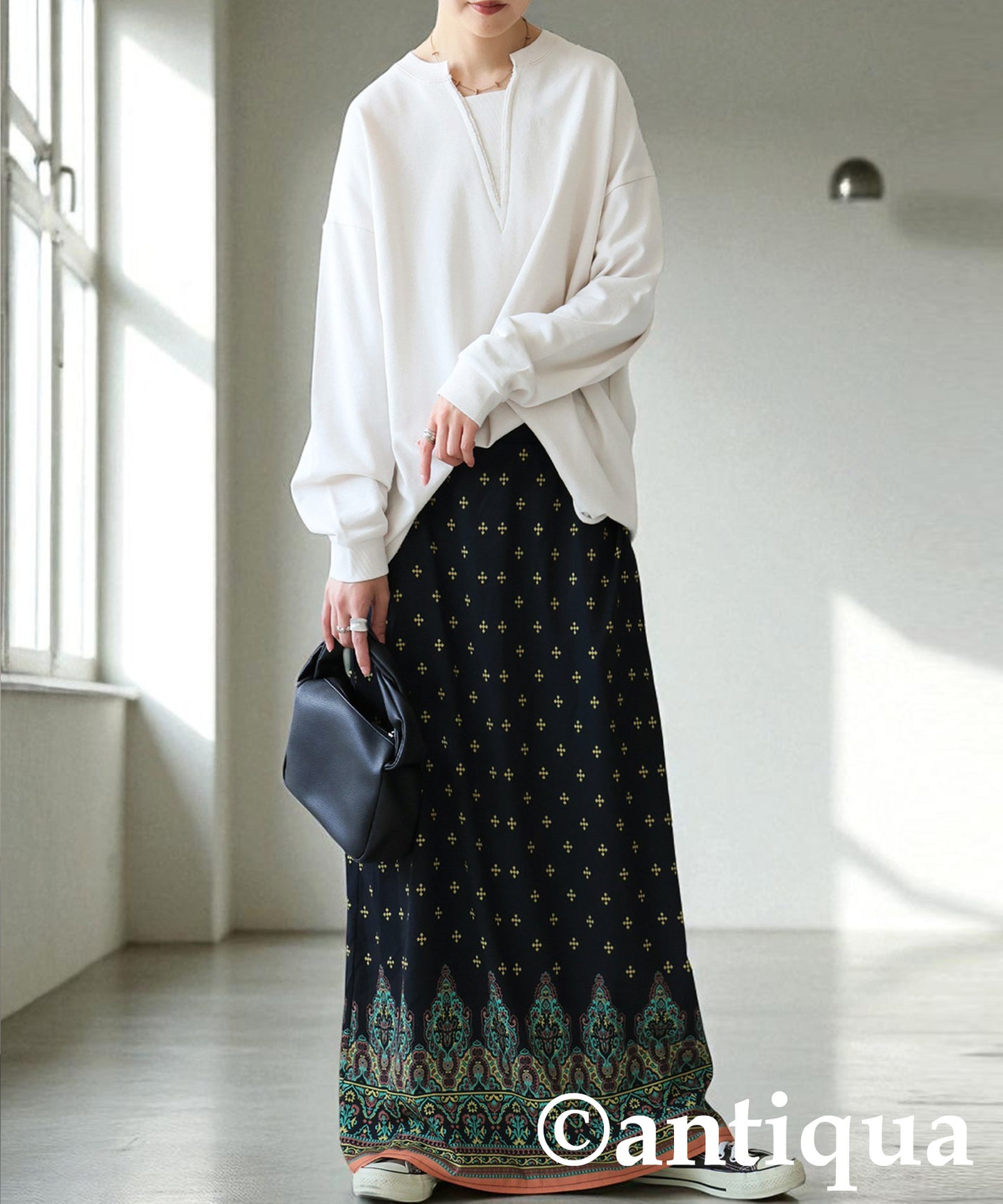Ethnic Print Long Skirt Ladies