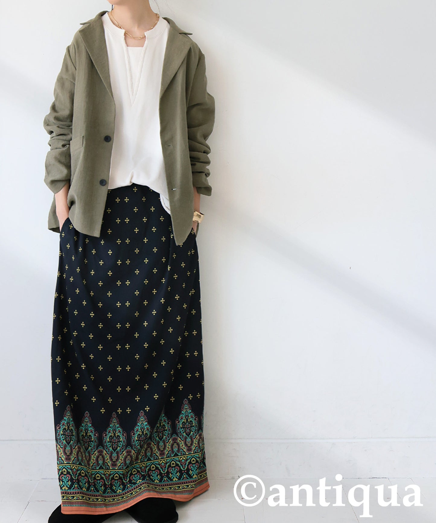 Ethnic Print Long Skirt Ladies