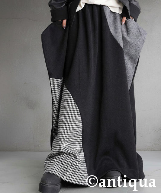 Design Skirt With Different Material Switching Ladies