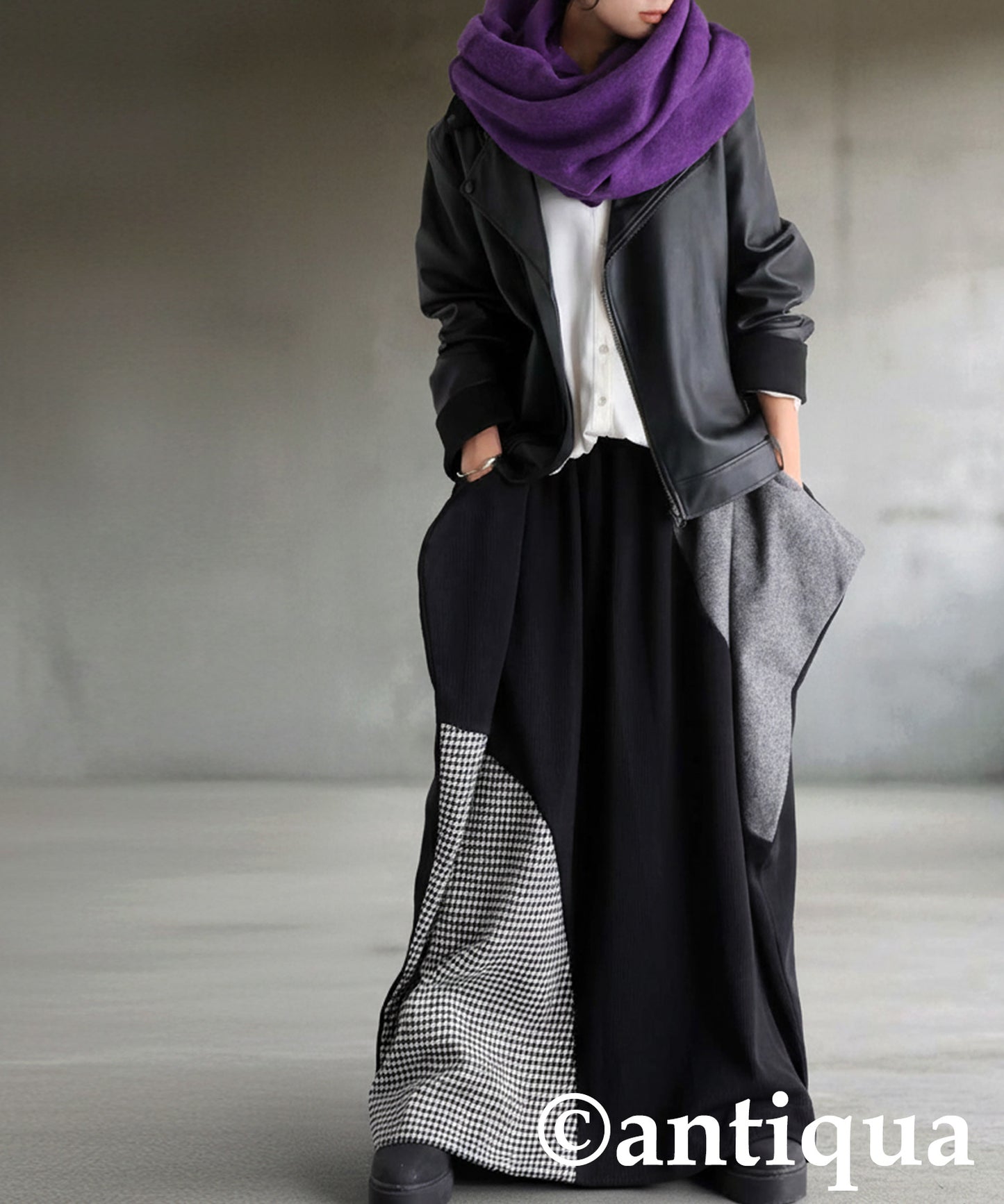 Design Skirt With Different Material Switching Ladies