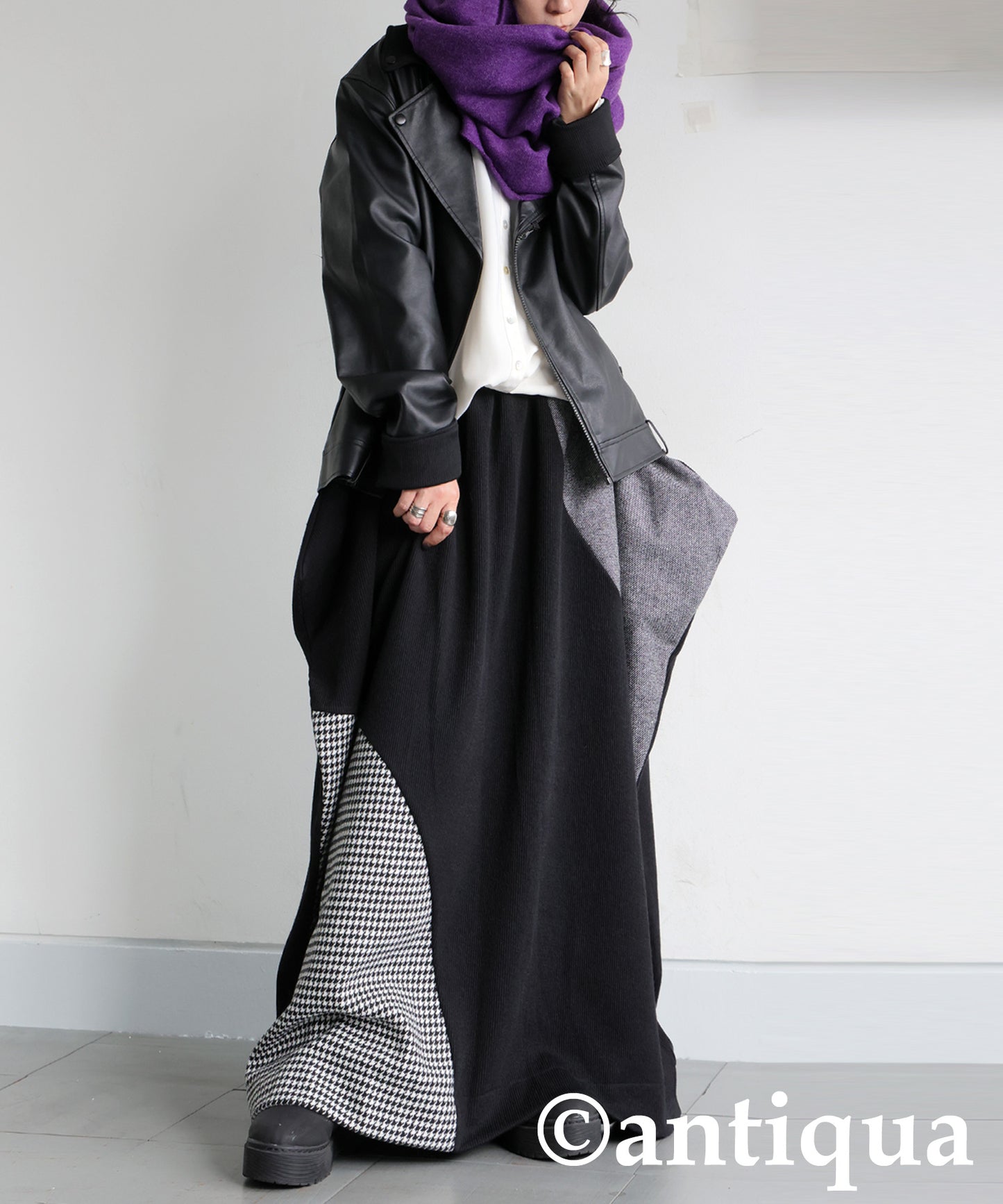 Design Skirt With Different Material Switching Ladies