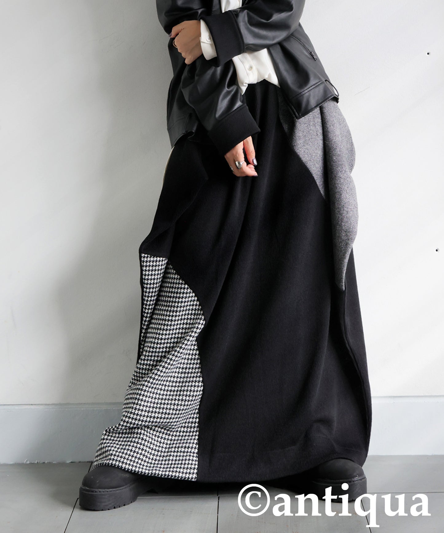 Design Skirt With Different Material Switching Ladies