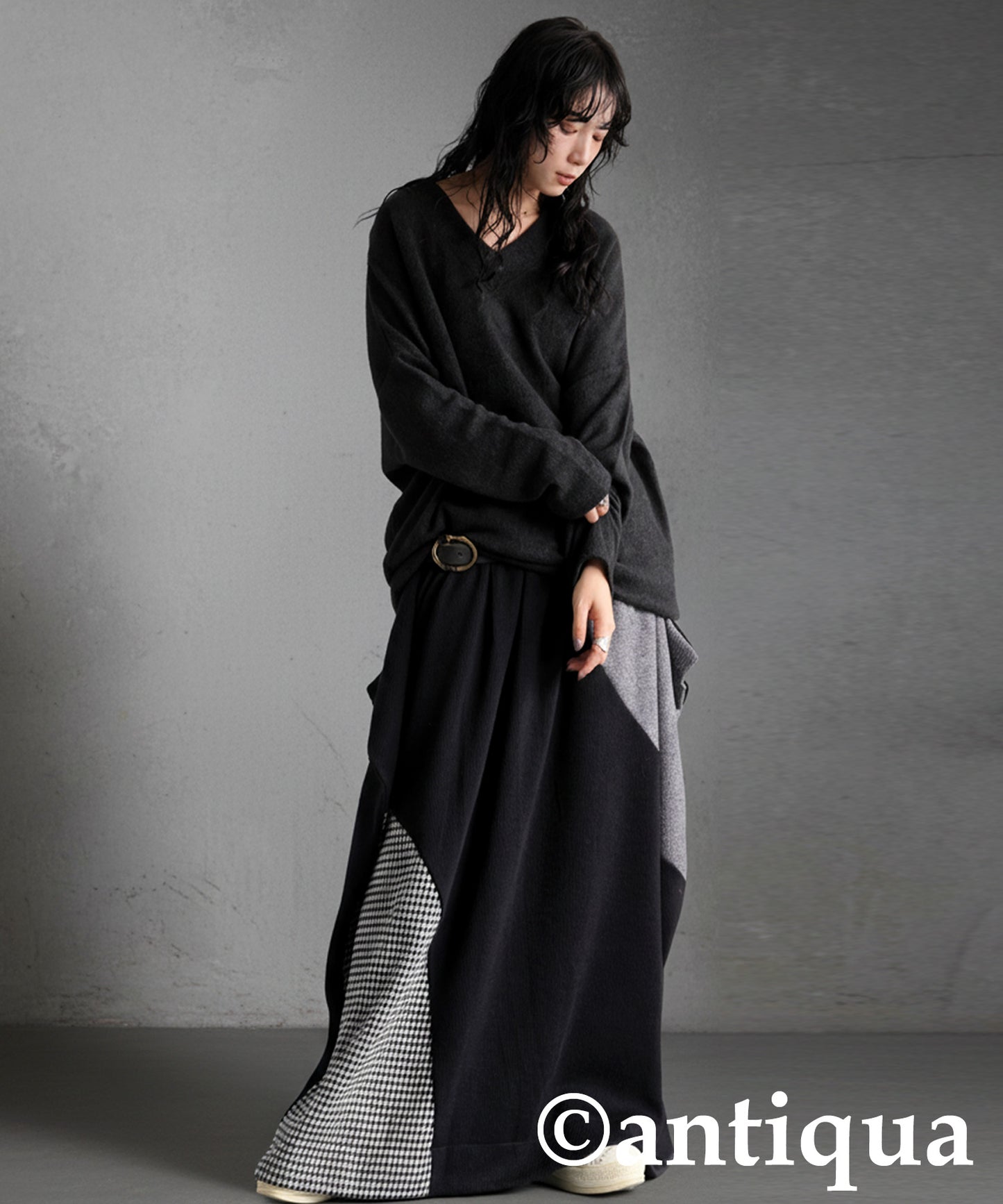 Design Skirt With Different Material Switching Ladies