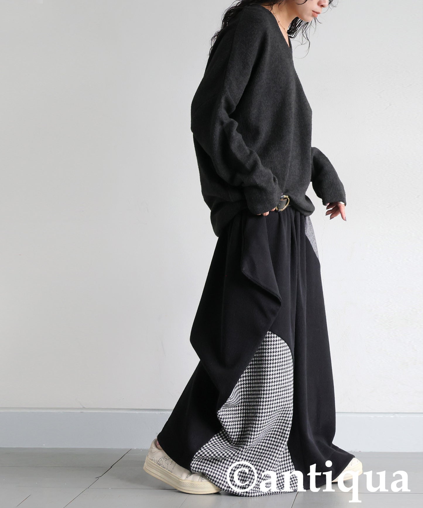 Design Skirt With Different Material Switching Ladies