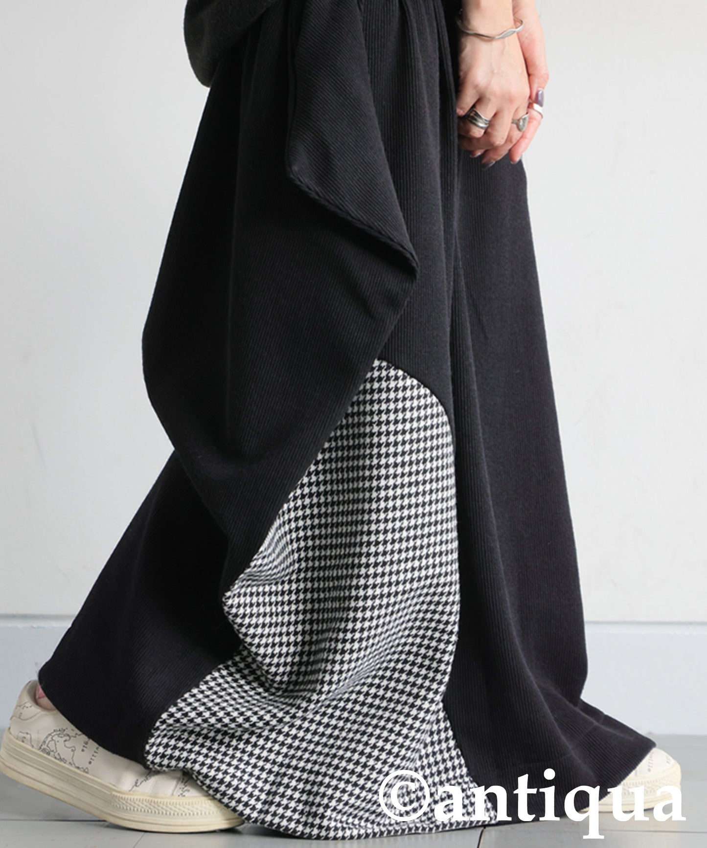 Design Skirt With Different Material Switching Ladies