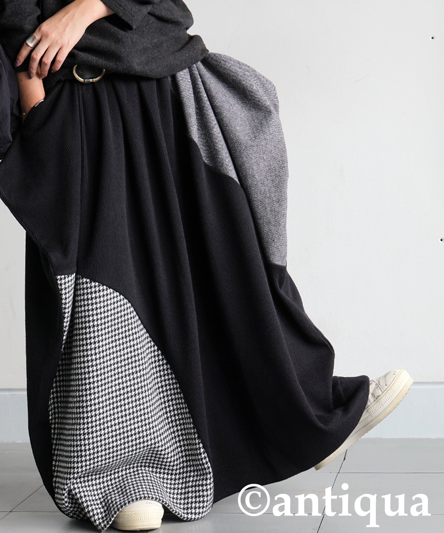 Design Skirt With Different Material Switching Ladies