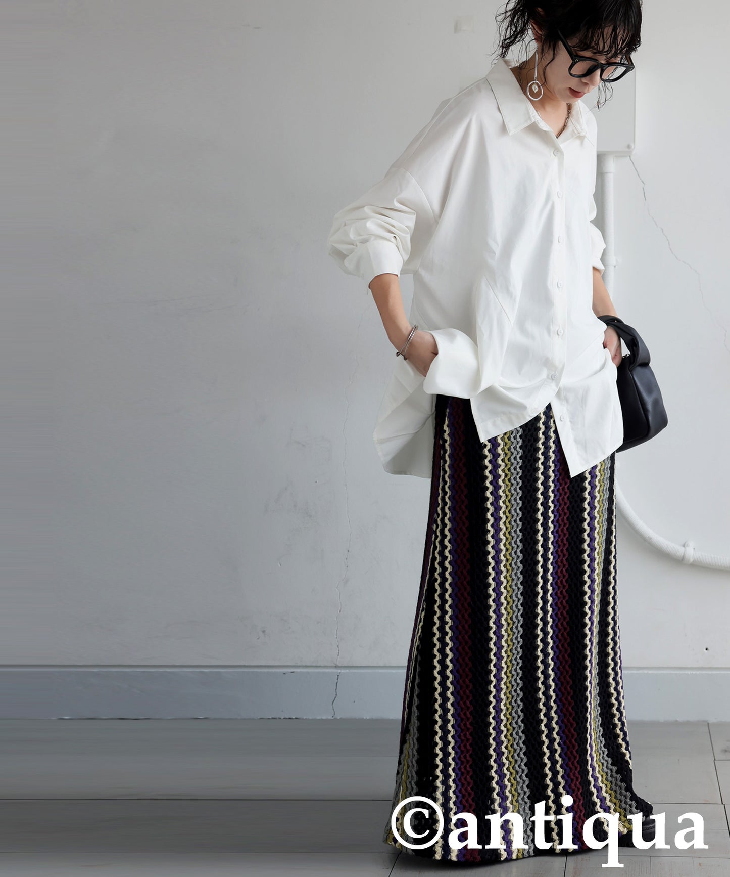 Striped Mixed Pattern Skirt Ladies