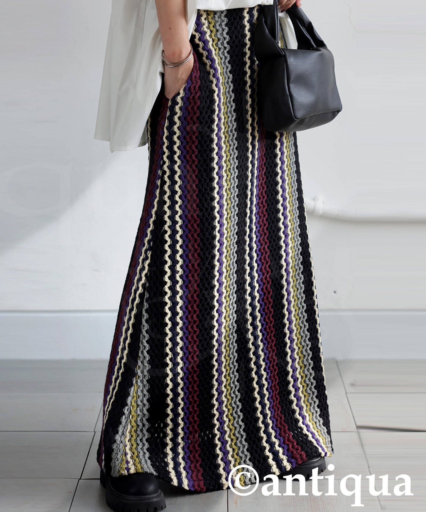 Striped Mixed Pattern Skirt Ladies