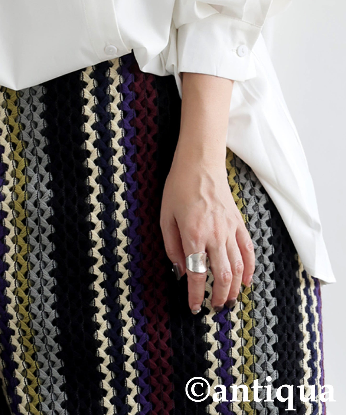 Striped Mixed Pattern Skirt Ladies