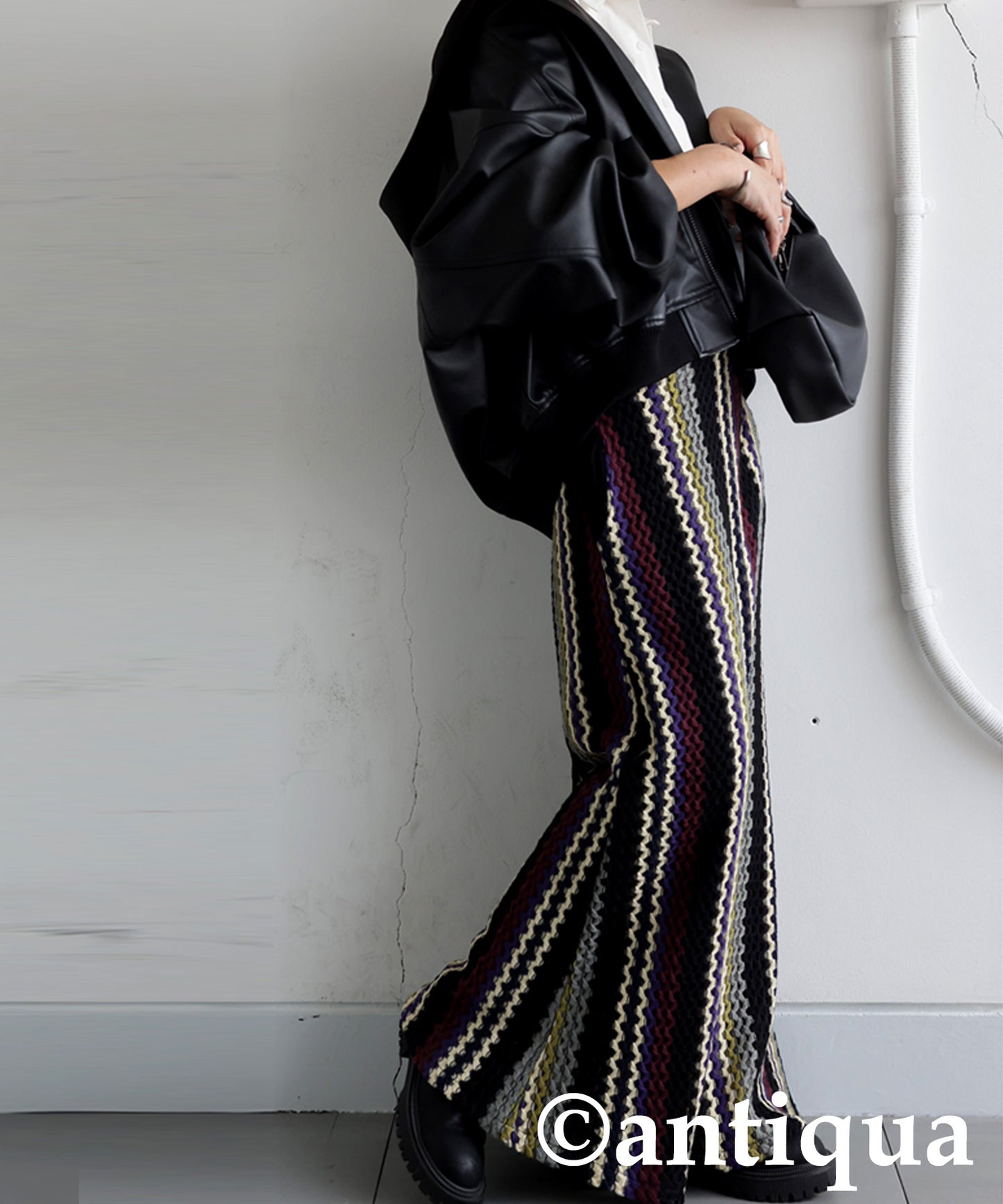 Striped Mixed Pattern Skirt Ladies