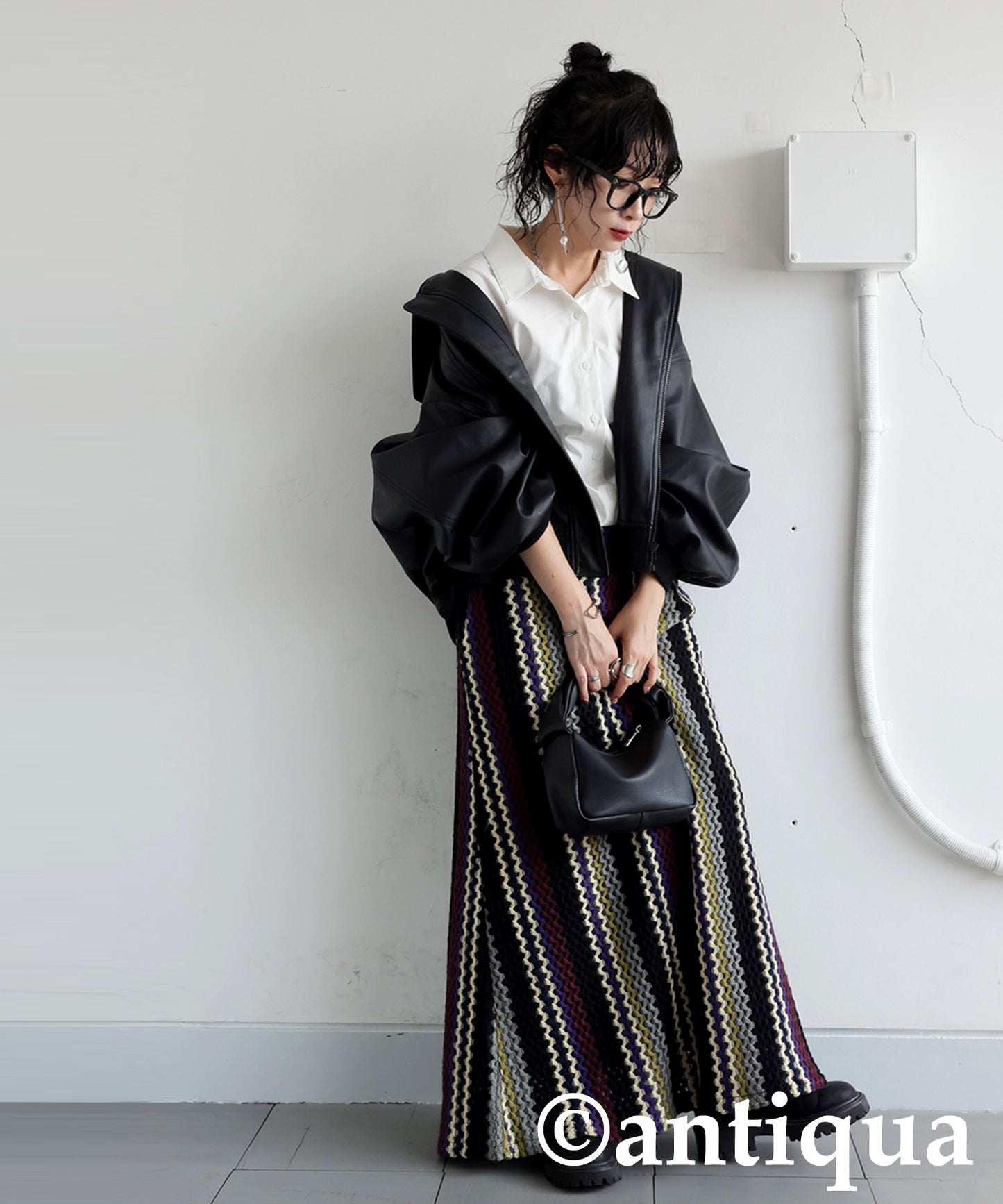 Striped Mixed Pattern Skirt Ladies