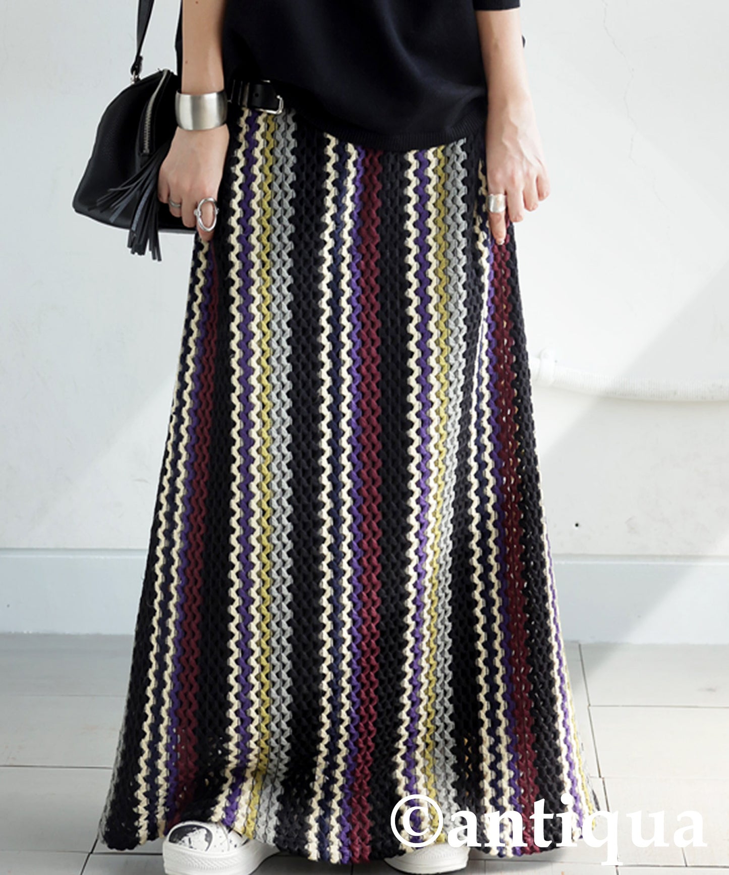 Striped Mixed Pattern Skirt Ladies