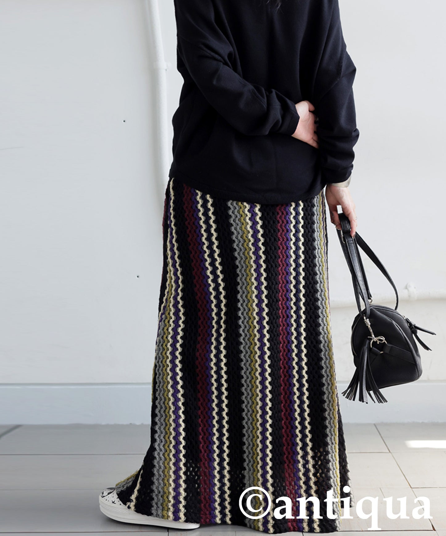 Striped Mixed Pattern Skirt Ladies