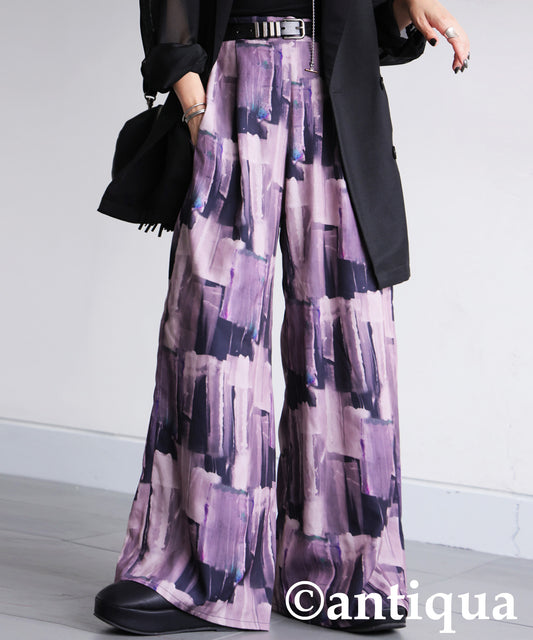 Ladies Art Print Wide Pants