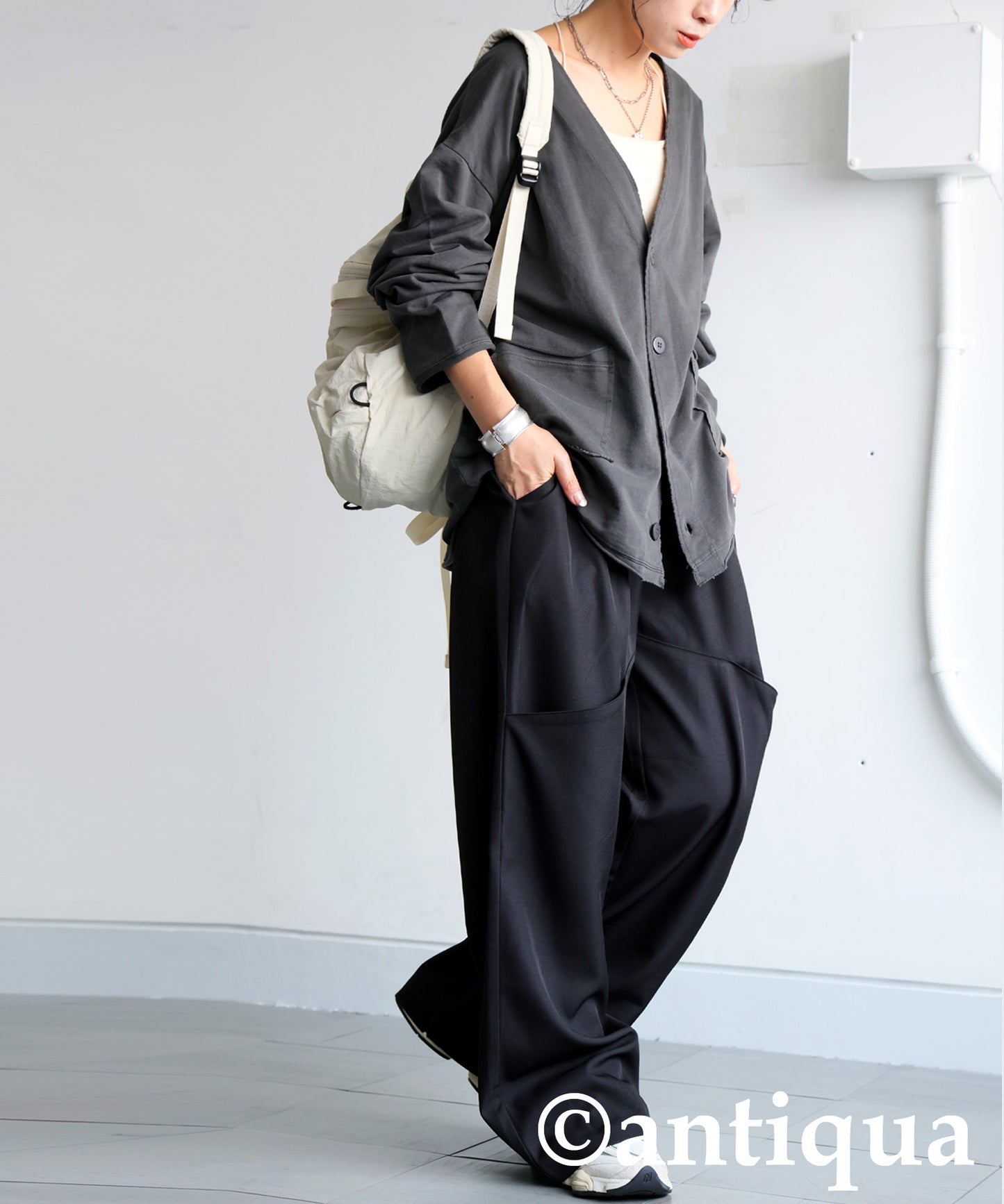 Pocket Design Wide Pants Ladies