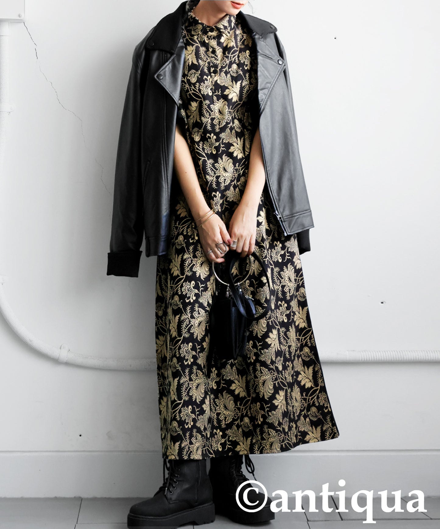 Jacquard-Panel Long Dress Ladies