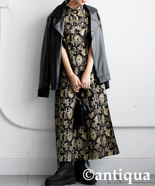 Jacquard-Panel Long Dress Ladies