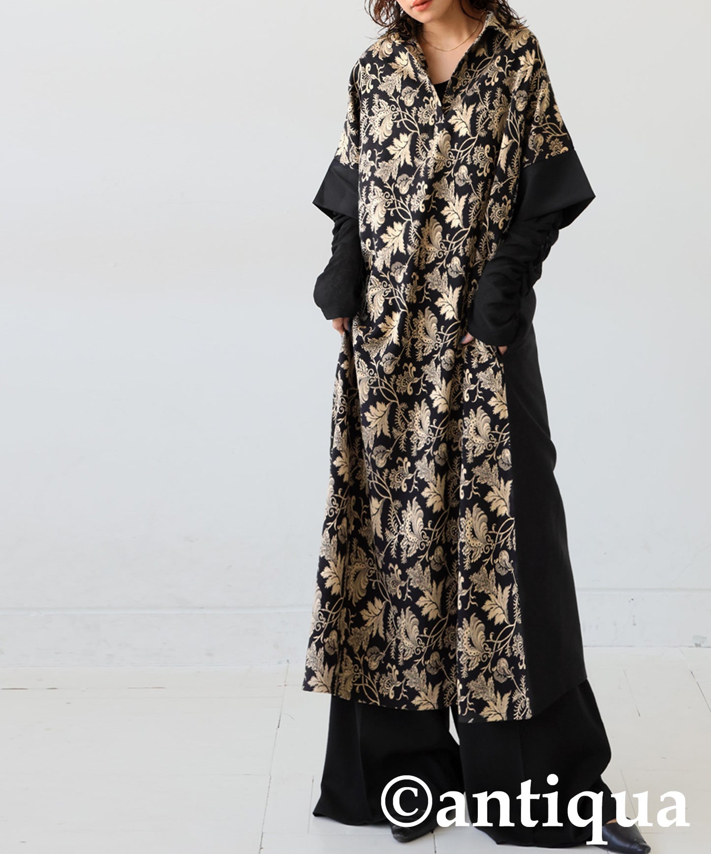 Jacquard-Panel Long Dress Ladies