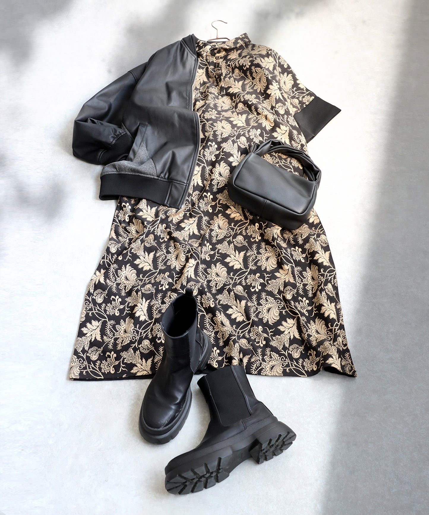 Jacquard-Panel Long Dress Ladies